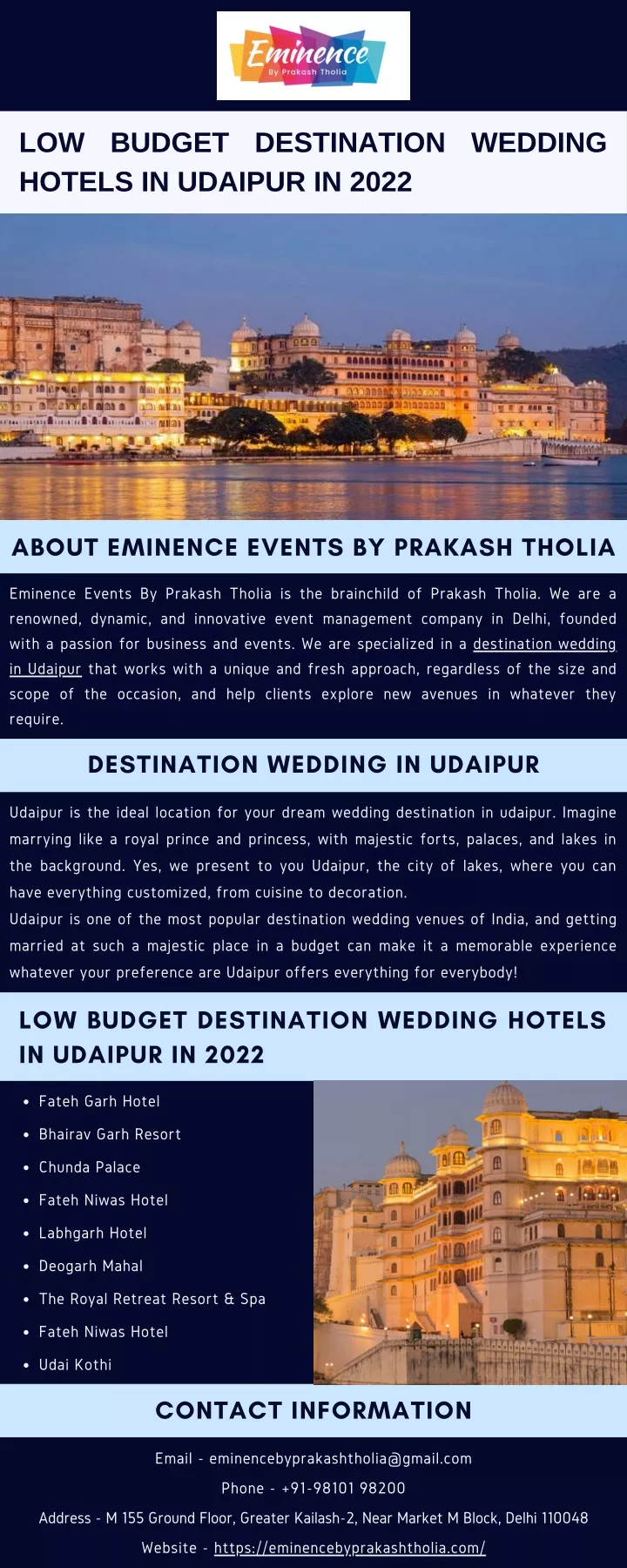 PPT - Low Budget Destination Wedding Hotels in Udaipur 2022 PowerPoint