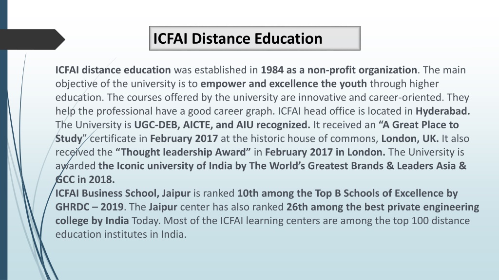 Ppt Icfai Distance Education Powerpoint Presentation Free Download Id11647318 0135