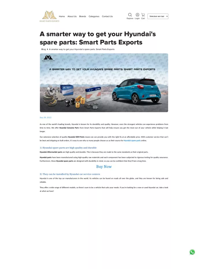 PPT Hyundai's spare parts Smart Parts Exports PowerPoint