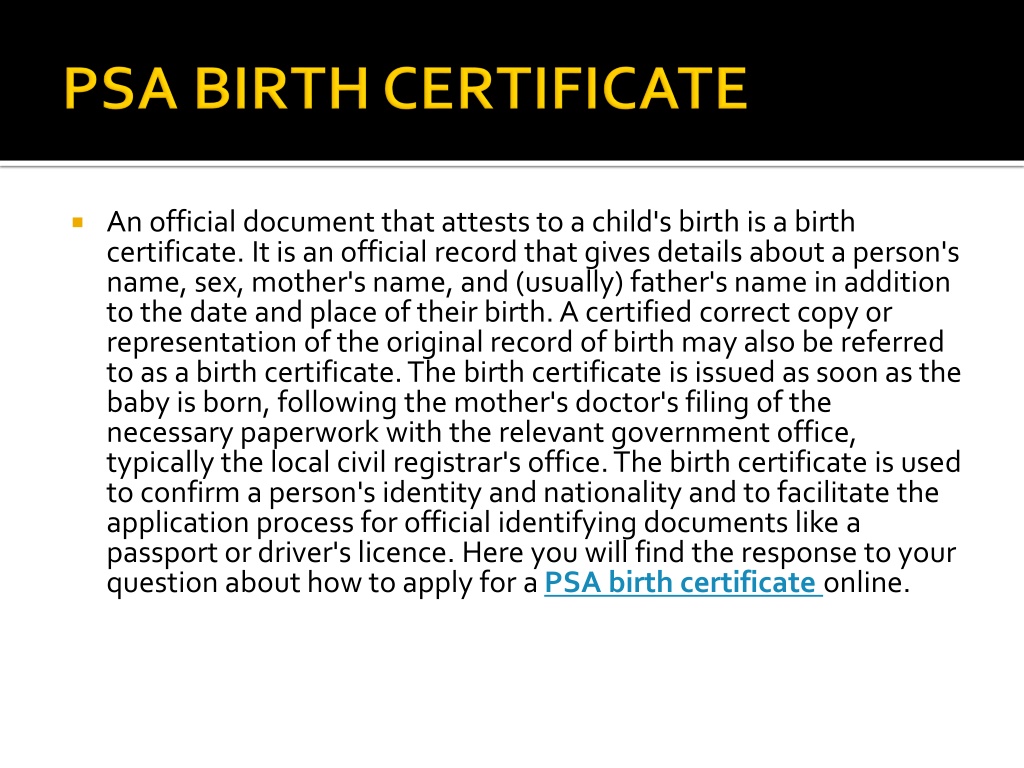 Ppt Necessity Of Psa Birth Certificate And Its Merits 2 Powerpoint Presentation Id11649258 1129