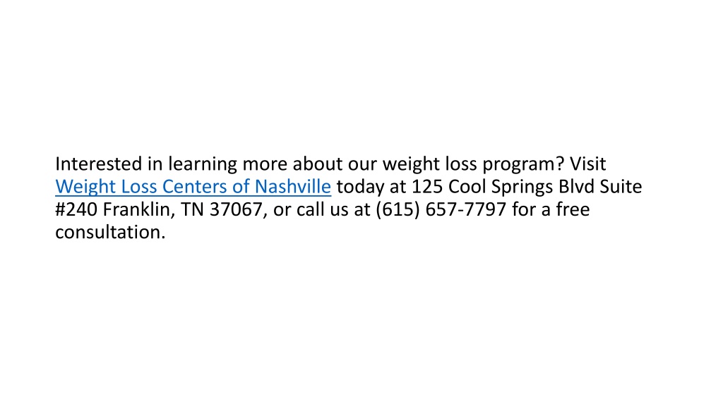 PPT What Makes Weight Loss Centers of Nashville Program Different