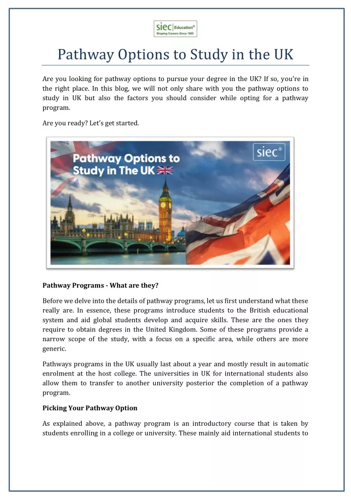 PPT - Pathway Options to Study in the UK PowerPoint Presentation, free ...