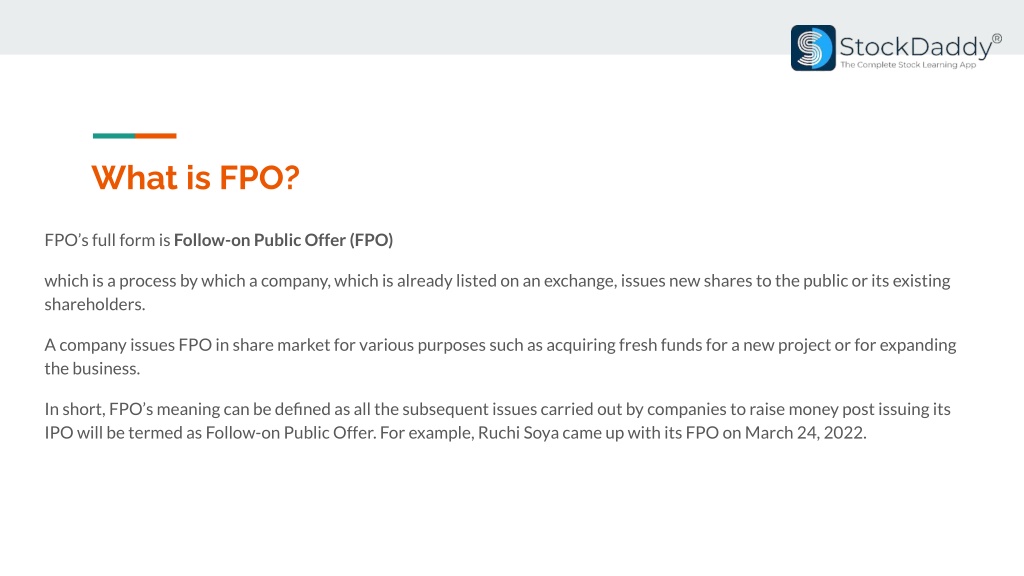 PPT Difference Between IPO And FPO PowerPoint Presentation, free