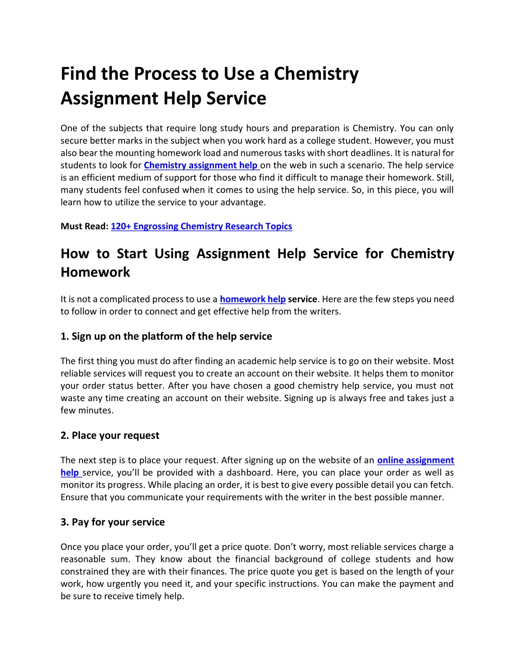 how to write a chemistry assignment