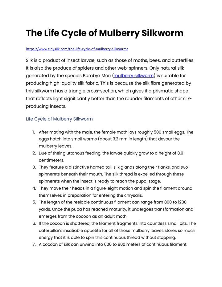 PPT - The Life Cycle of Mulberry Silkworm PowerPoint Presentation, free ...