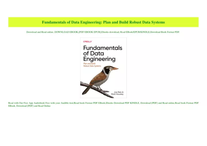 Ppt read fundamentals of data engineering plan and build robust