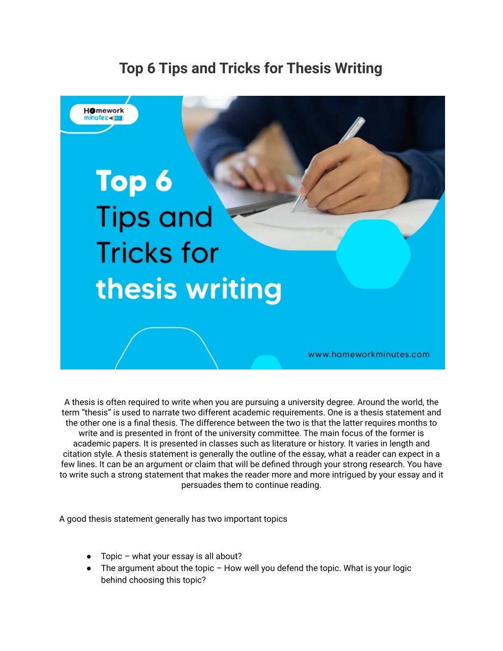 thesis writing tips and tricks