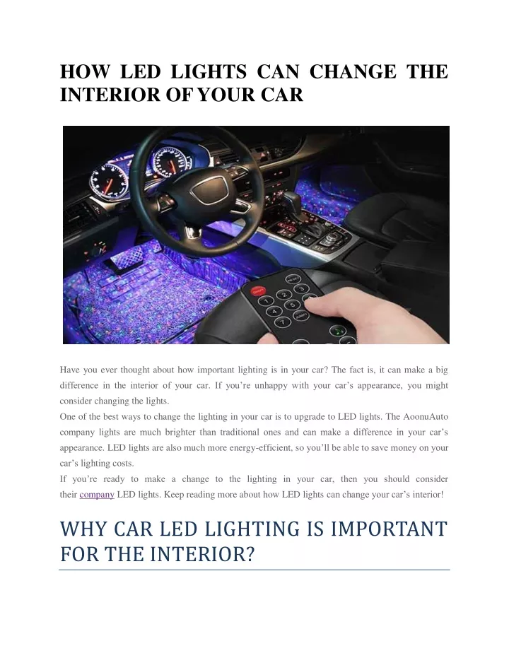 How Led Lights Can Change The Interior Of Your Car N 