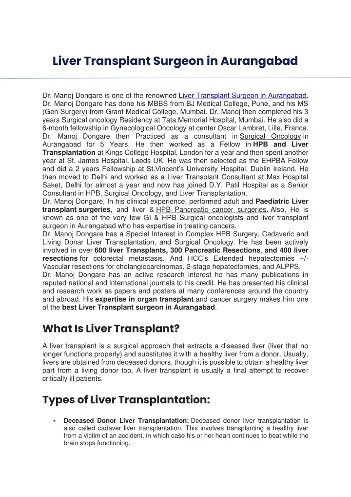 Ppt Liver Transplant Surgeon In Aurangabad Powerpoint Presentation Free Download Id11653234 0936