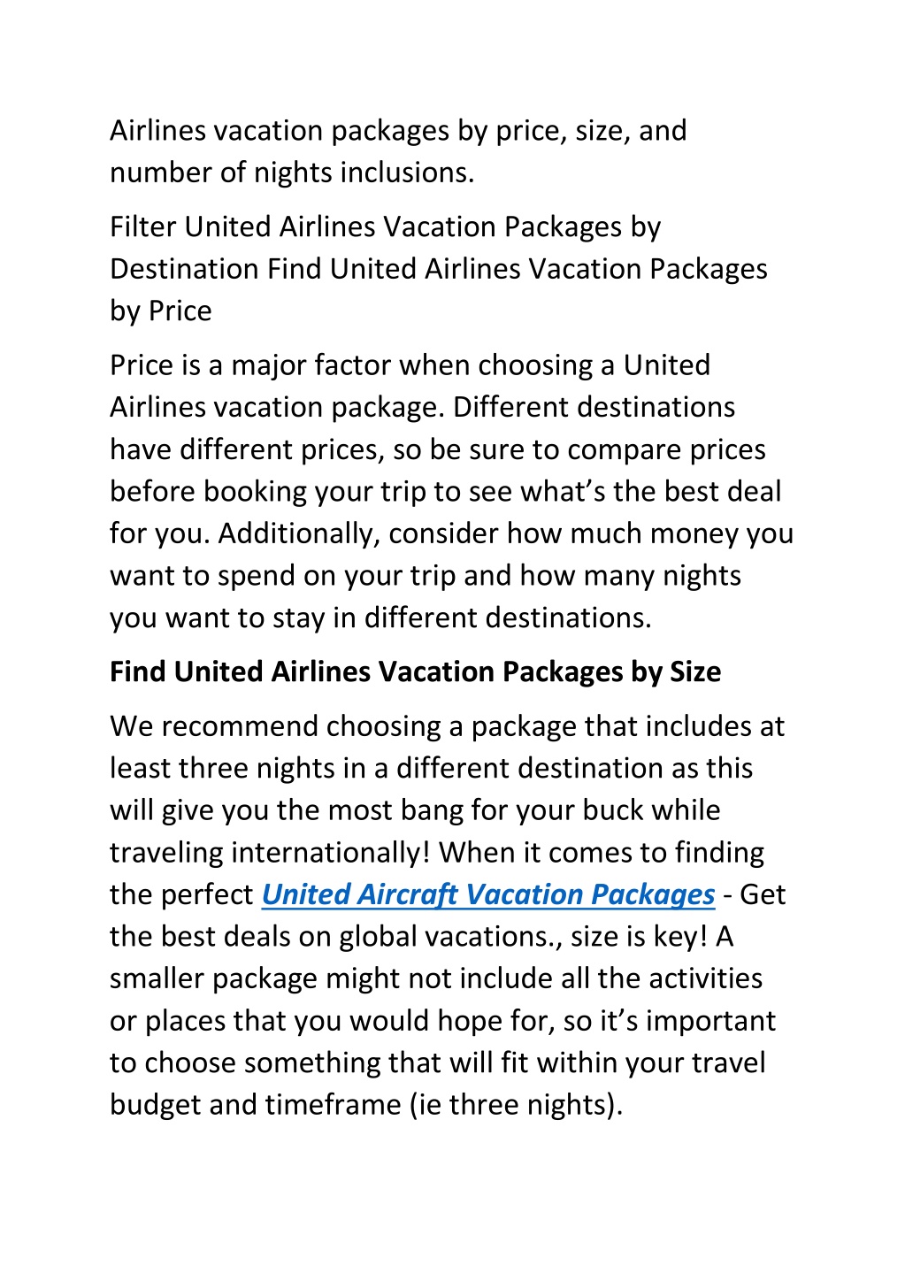 PPT United Airlines Vacation Packages PowerPoint Presentation, free