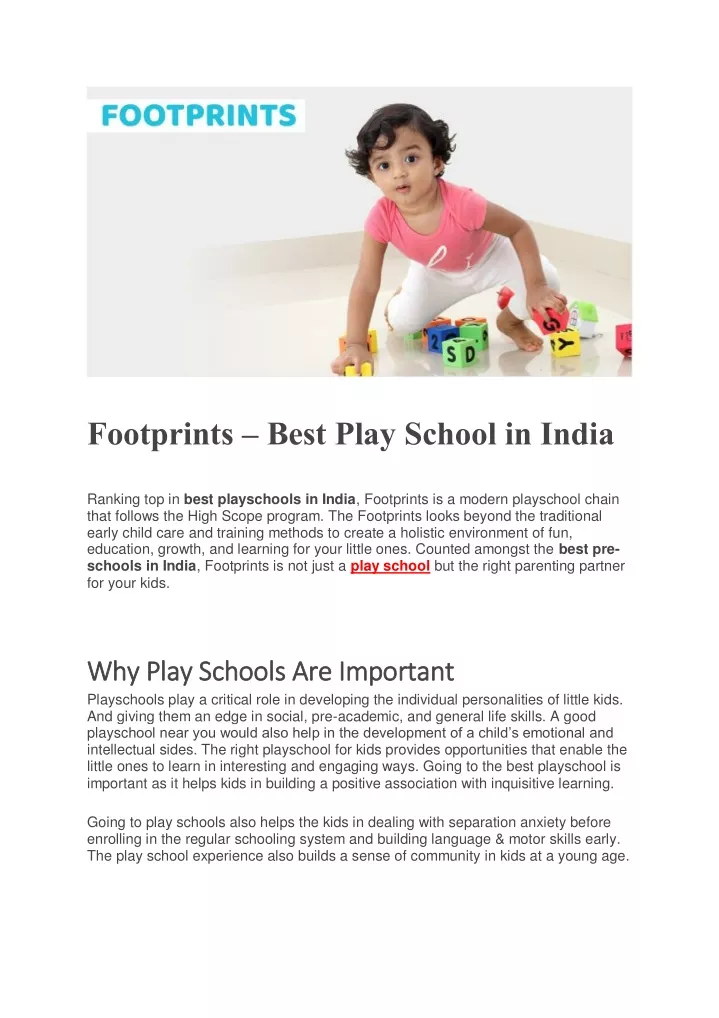 PPT - Footprints – Best Play School in India PowerPoint Presentation ...