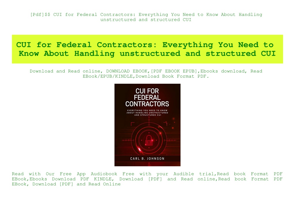 PPT - [Pdf]$$ CUI For Federal Contractors Everything You Need To Know ...