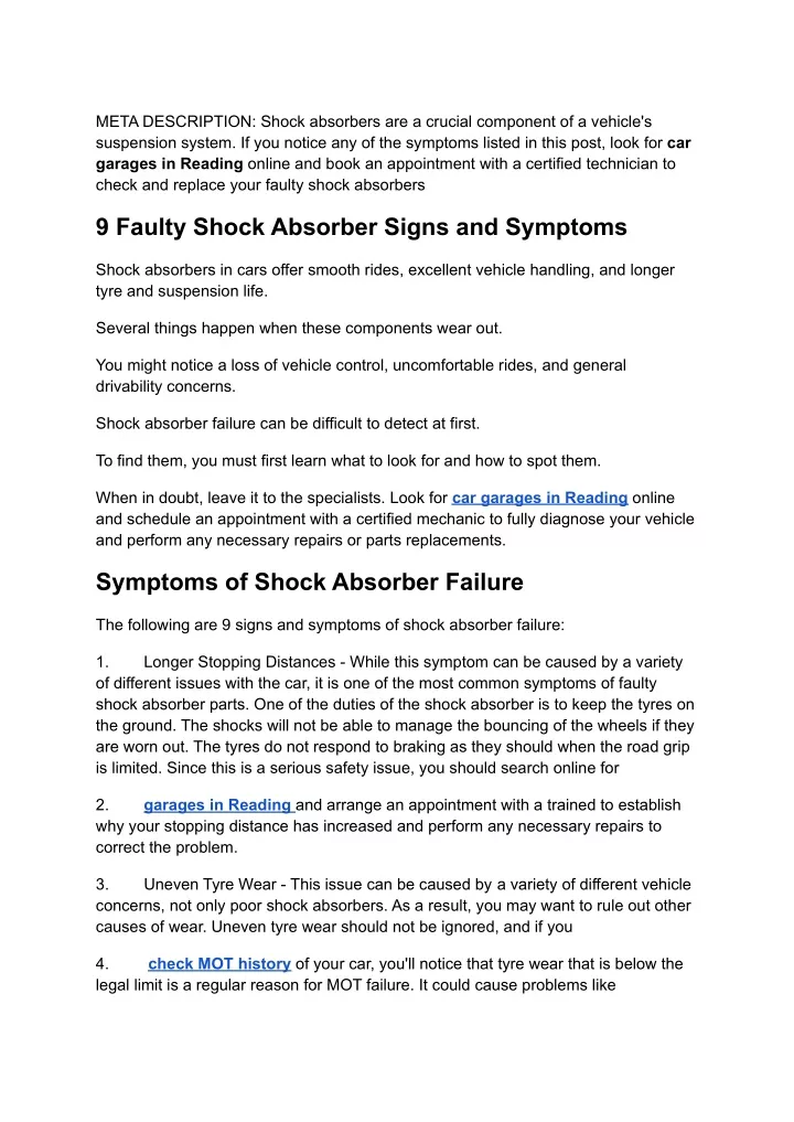 PPT - 9 Faulty Shock Absorber Signs and Symptoms PowerPoint ...