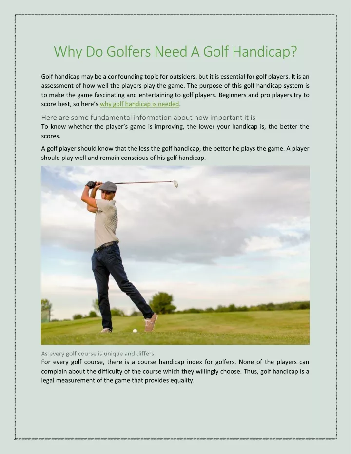 PPT - Why do golfers need a handicap PowerPoint Presentation, free ...