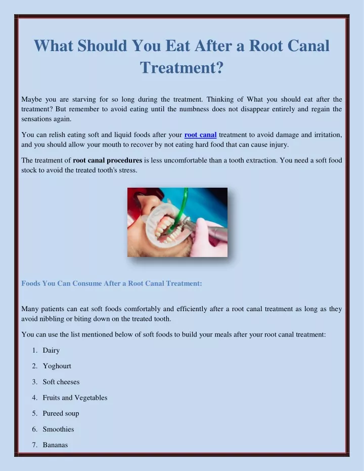 PPT What Should You Eat After a Root Canal Treatment? PowerPoint