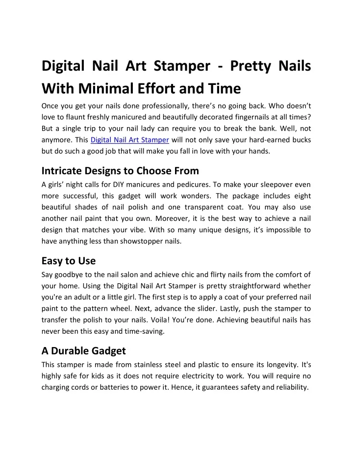 PPT - Digital Nail Art Stamper PowerPoint Presentation, free download ...