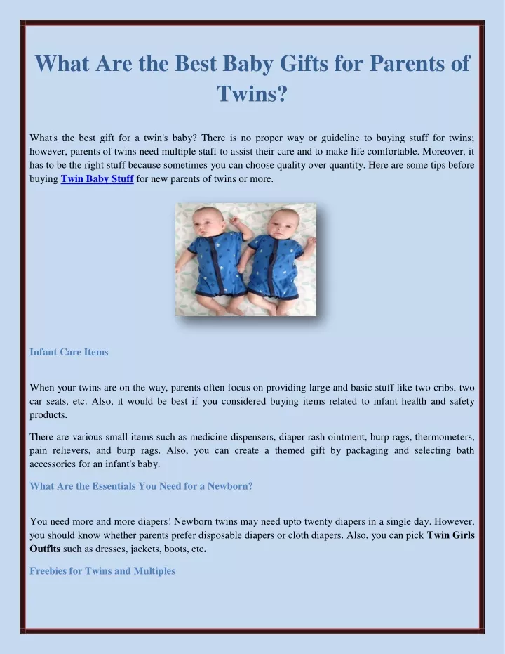 PPT What Are the Best Baby Gifts for Parents of Twins? PowerPoint