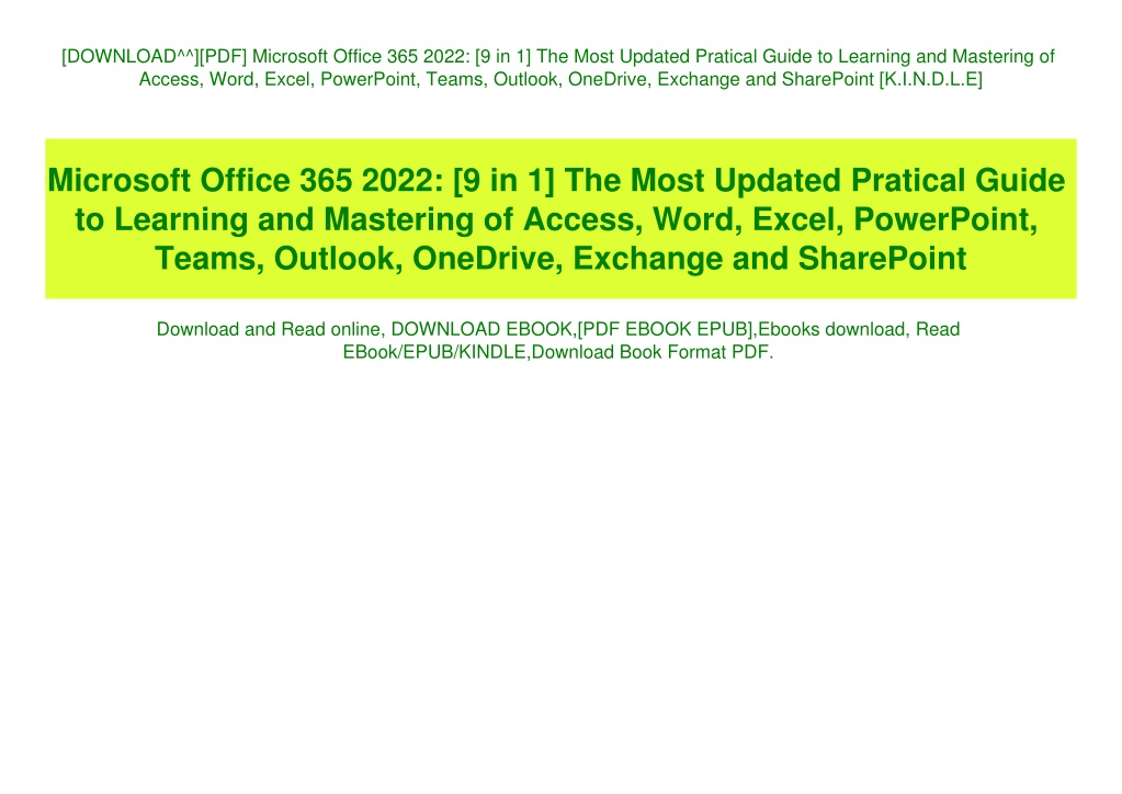 PPT - [DOWNLOAD^^][PDF] Microsoft Office 365 2022 [9 in 1] The Most ...