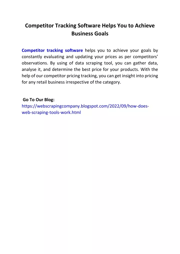 PPT Competitor Tracking Software Helps You to Achieve Business Goals