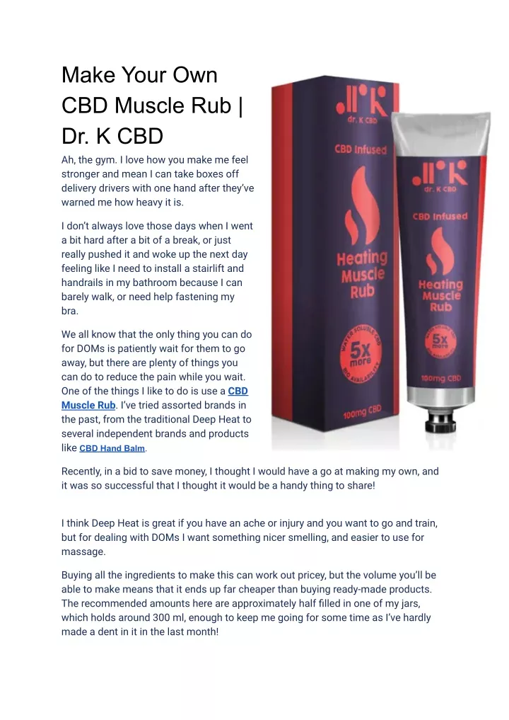 PPT Make Your Own CBD Muscle Rub _ Dr. K CBD PowerPoint Presentation ID11658629
