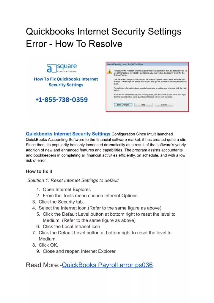 PPT - Best Proven Way to Resolve Quickbooks Internet Security Settings (2022). PowerPoint Presentation - ID:11658632