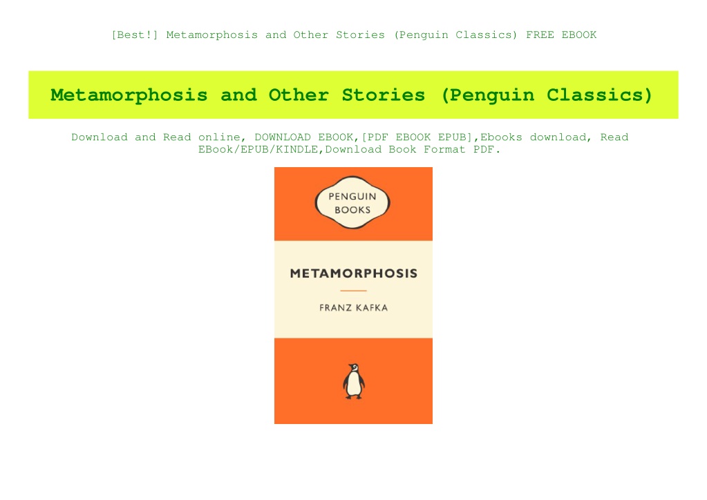 PPT - [Best!] Metamorphosis And Other Stories (Penguin Classics) FREE ...