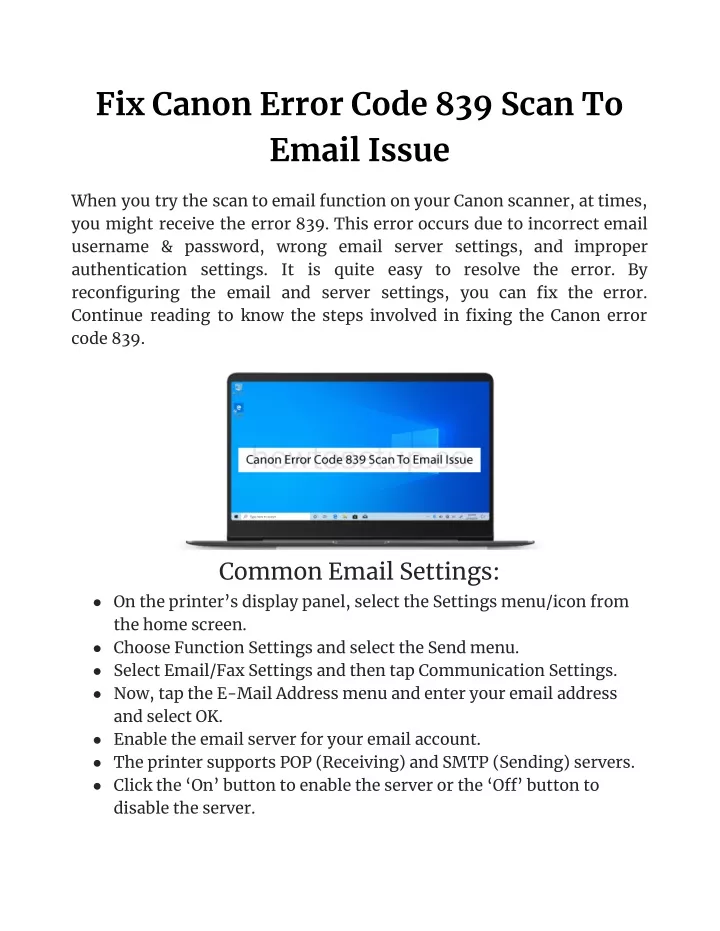 canon scan to email error code 899