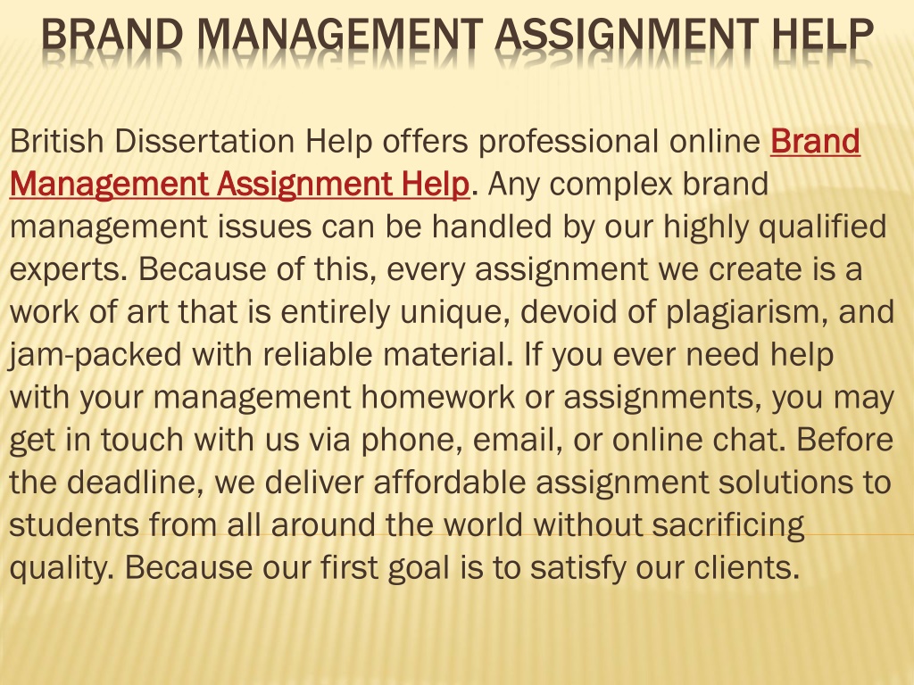 brand management assignment topics