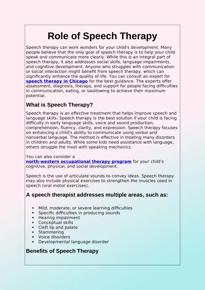 speech therapy presentation