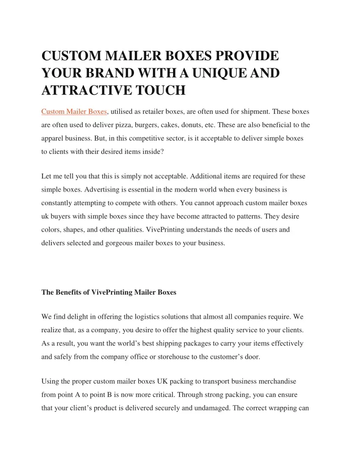 PPT - CUSTOM MAILER BOXES PROVIDE YOUR BRAND WITH A UNIQUE AND ...