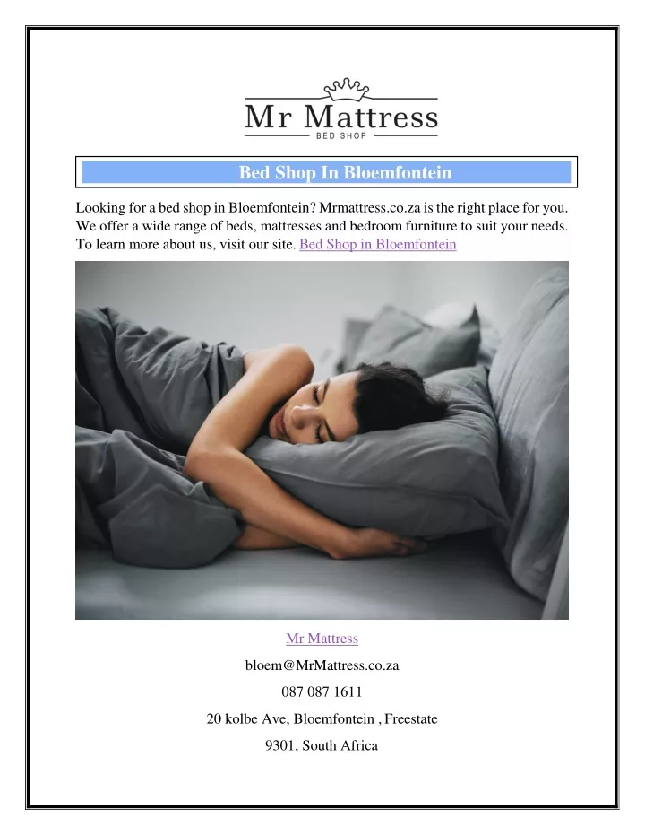 PPT Bed Shop In Bloemfontein Mrmattress.co.za PowerPoint Presentation