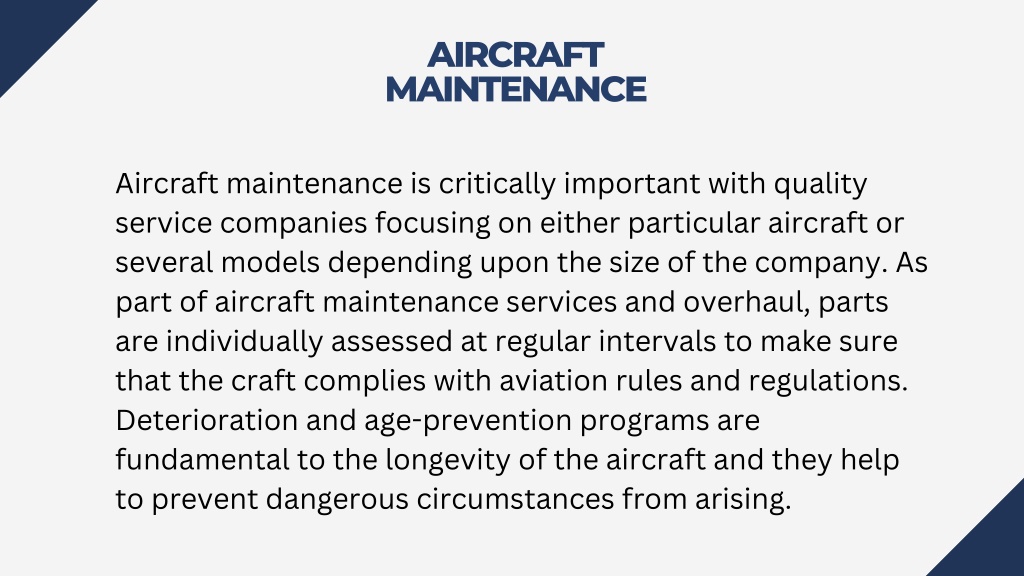 PPT Best Aircraft Maintenance Company in Arizona PowerPoint