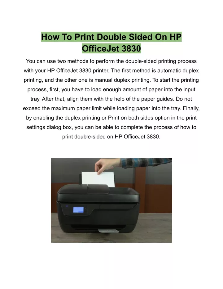 Ppt how to print double sided on hp officejet 3830 printer 8 steps