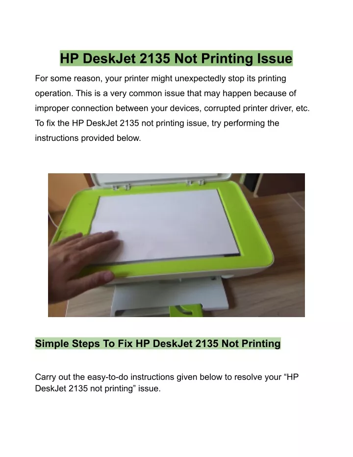Ppt Hp Deskjet 2135 Not Printing How To Fix Printer Wont Print Powerpoint Presentation Id 1921