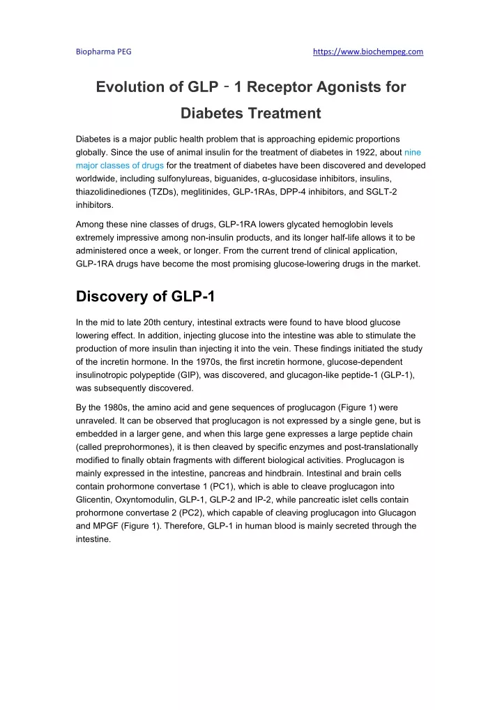 View of PPT - Evolution of GLP‐1 Receptor Agonists for Diabetes Treatment ...