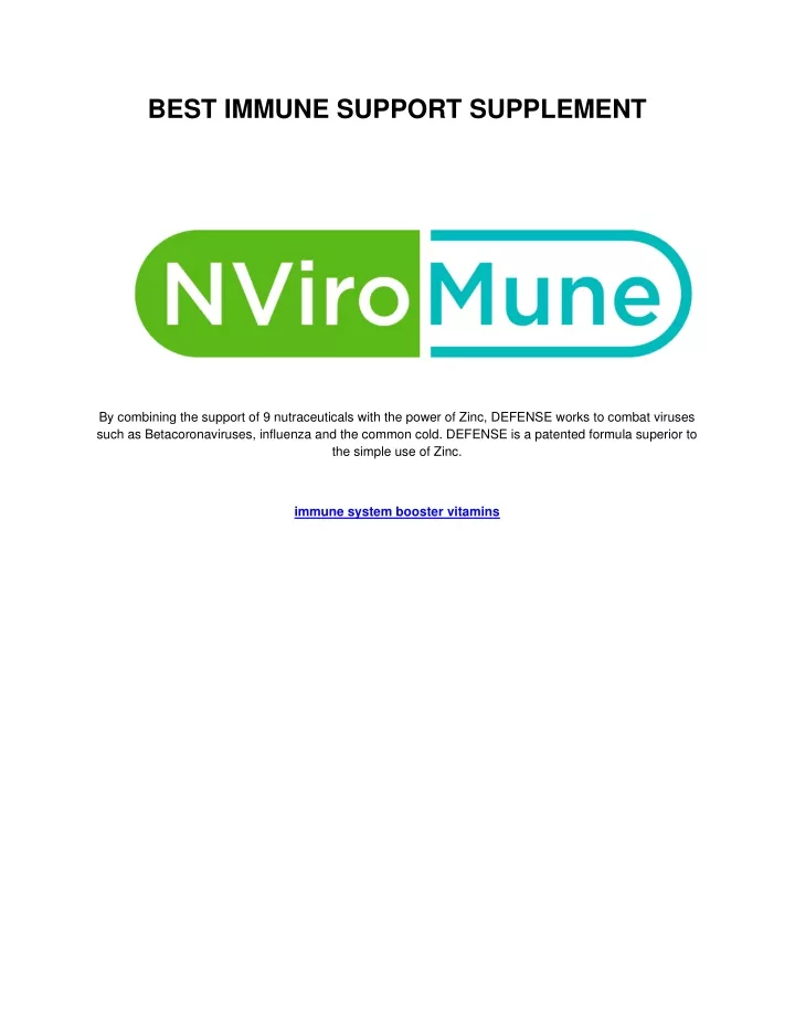 PPT BEST IMMUNE SUPPORT SUPPLEMENT PowerPoint Presentation, free download ID11666455