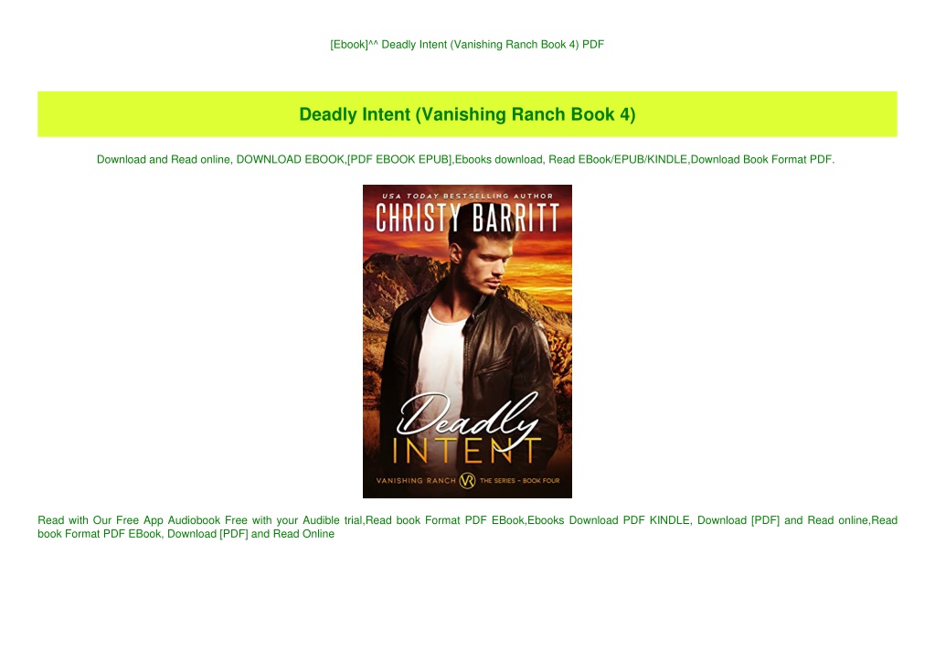 PPT - [Ebook]^^ Deadly Intent (Vanishing Ranch Book 4) PDF PowerPoint ...