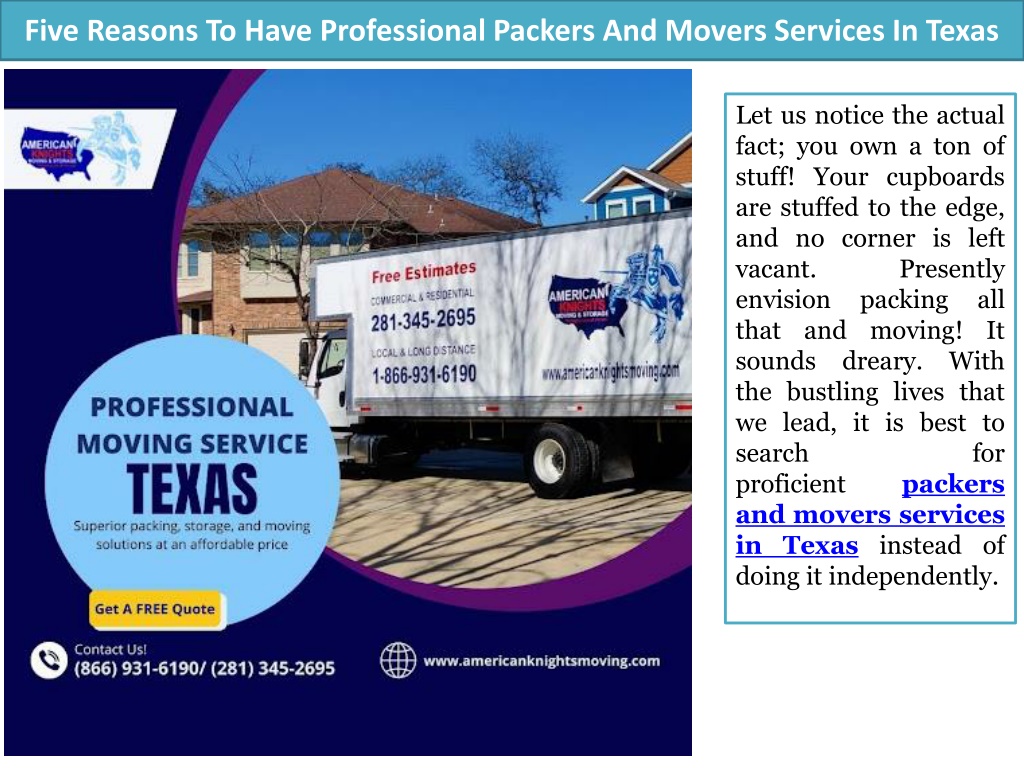 PPT Five Reasons To Have Professional Packers And Movers Services In