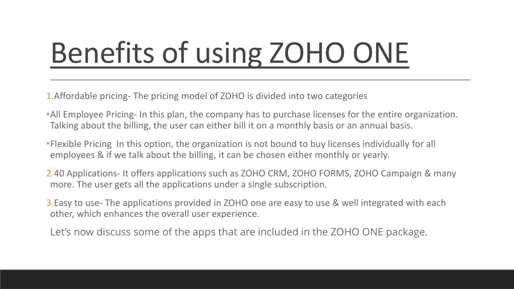 zoho one presentation