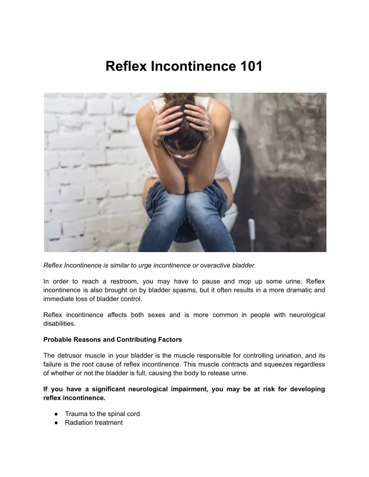 Reflex Incontinence Symptoms