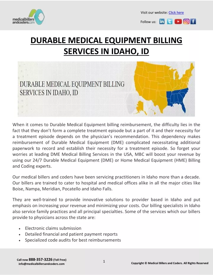 PPT DURABLE MEDICAL EQUIPMENT BILLING SERVICES IN IDAHO, ID