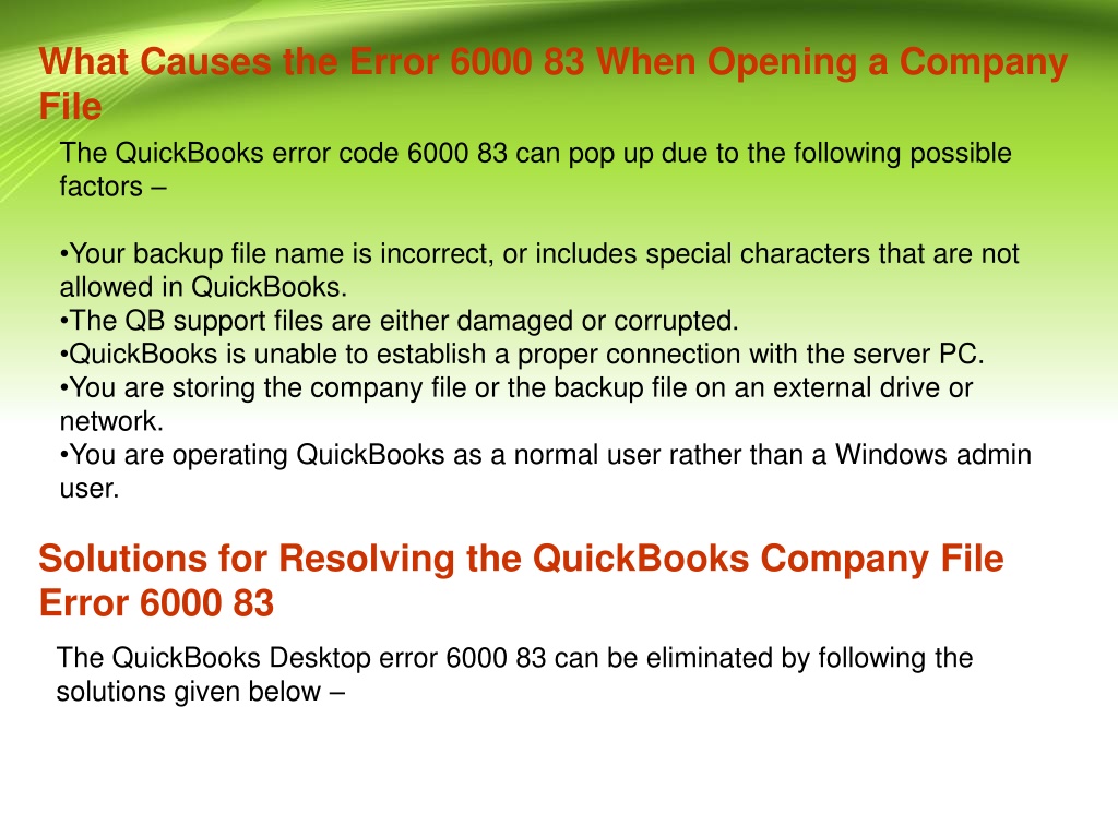 Ppt Tackling The Quickbooks Error 6000 83 Effectively Powerpoint Presentation Id11669247