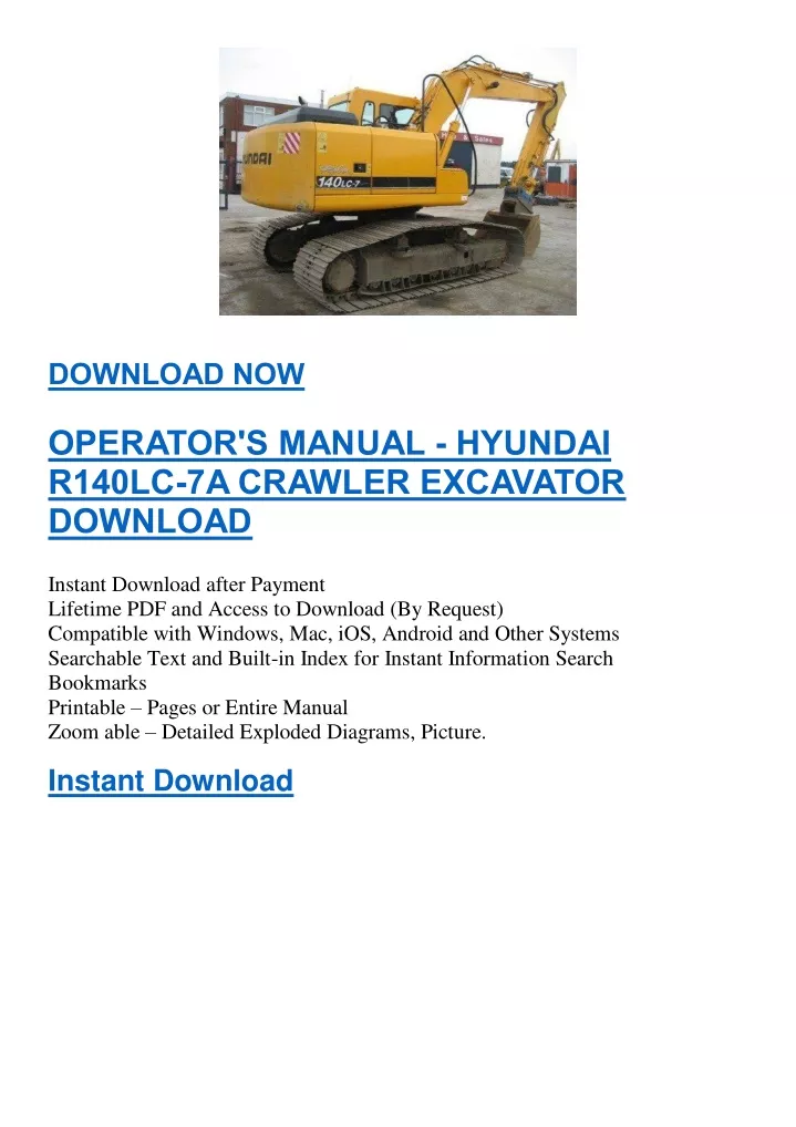 PPT - OPERATOR'S MANUAL - HYUNDAI R140LC-7A CRAWLER EXCAVATOR DOWNLOAD ...