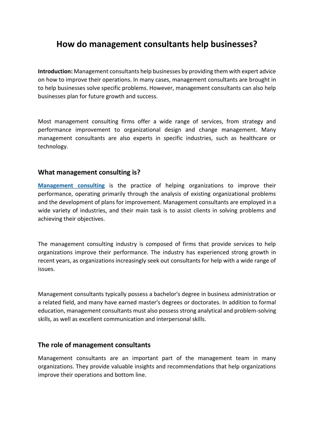 Ppt How Do Management Consultants Help Businesses Powerpoint