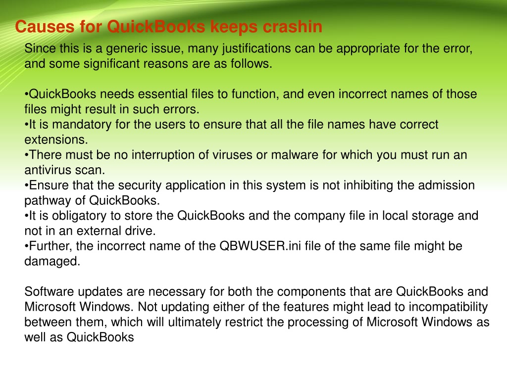 PPT QuickBooks Keeps Crashing Employ this robust technique PowerPoint Presentation ID11672084