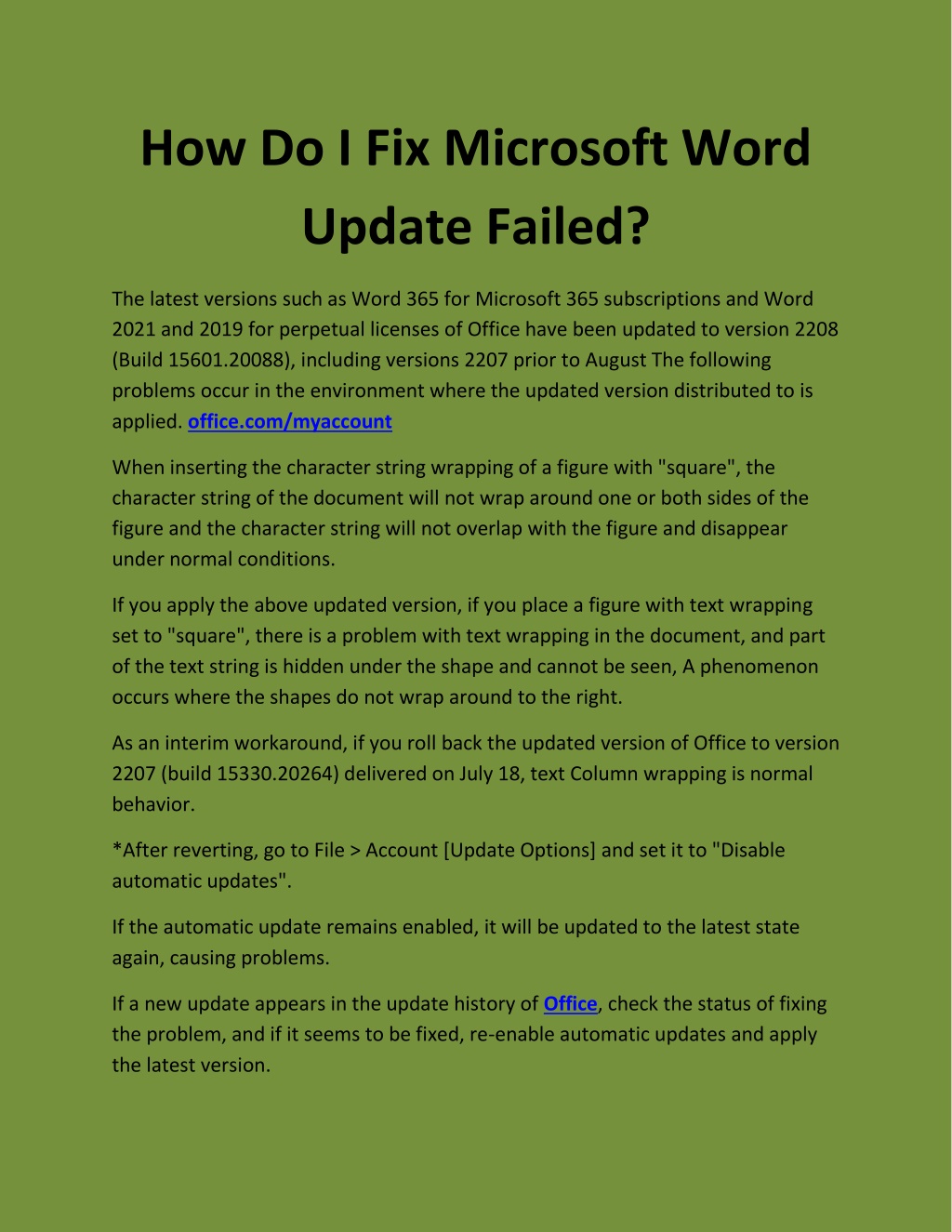 Ppt How Do I Fix Microsoft Word Update Failed Powerpoint Presentation Id11675675 4265