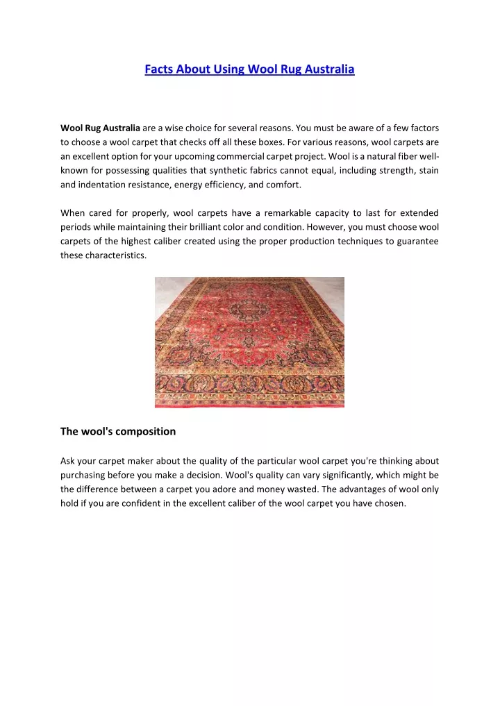 PPT Facts About Using Wool Rug Australia PowerPoint Presentation