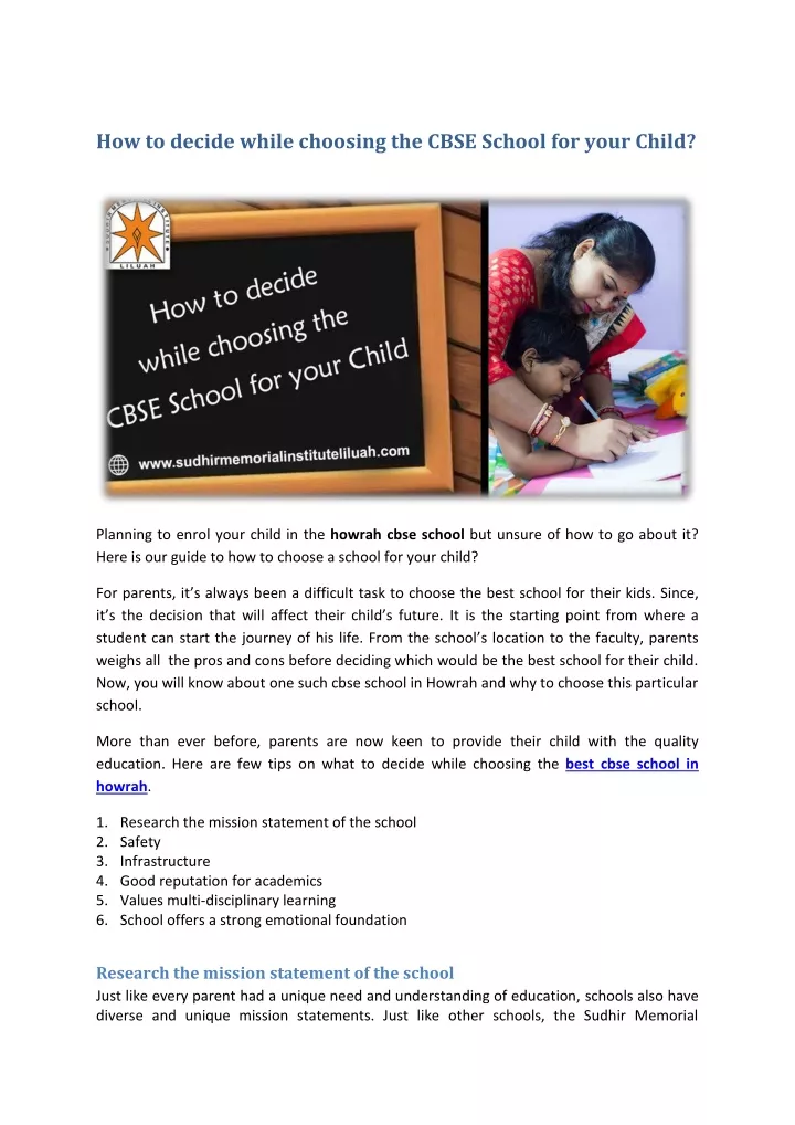 PPT how to decide while choosing the cbse school for your child PowerPoint Presentation ID