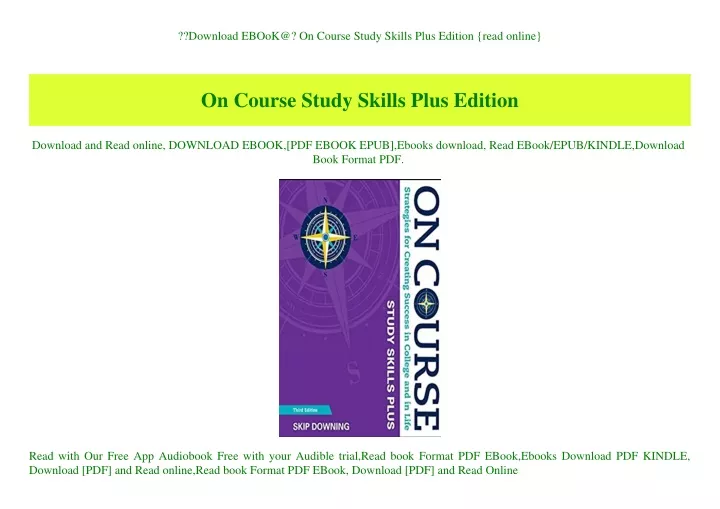 PPT Download EBOoK On Course Study Skills Plus Edition {read online