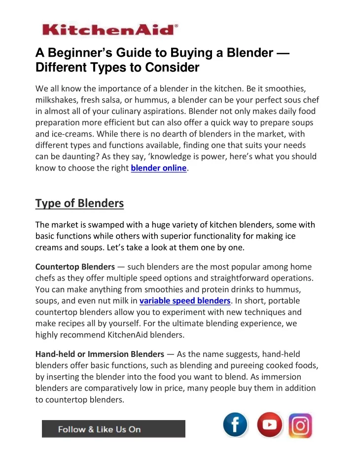 PPT A Beginner’s Guide to Buying a Blender — Different Types to